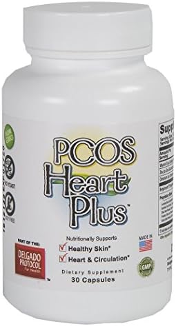 PCOS Heart Plus - For Healthy Skin, Heart Health, Reproductive Health, Energy, Immune System Support, to Manage Blood Sugar, and Lipid Support. 30 Organic Veggie Capsules (1 Month Supply).