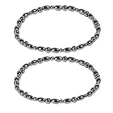 ROSENICE 2pcs Hematite Magnetic Therapy Anklets Magnetic Bracelets Therapy Healing Jewelry for Men Women Arthritis and Carpal Tunnel Pain Relief (Black)