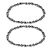 ROSENICE 2pcs Hematite Magnetic Therapy Anklets Magnetic Bracelets Therapy Healing Jewelry for Men Women Arthritis and Carpal Tunnel Pain Relief (Black)