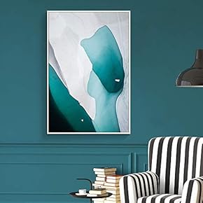 Framed Canvas Wall Art for Living Room, Bedroom Organic Teal Abstract Canvas Prints for Home Decoration Ready to Hang - 16x24 inches