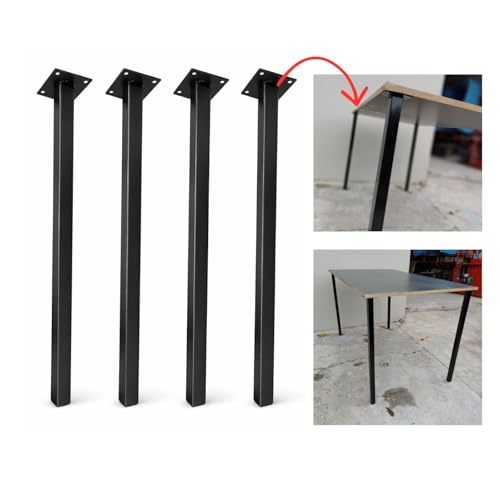 Cannes Pés de Mesa Industrial, 75 cm, Aço Carbono Preto Fosco, Alta Resistência, Suporta 80 kg por Unidade, Conjunto com 4