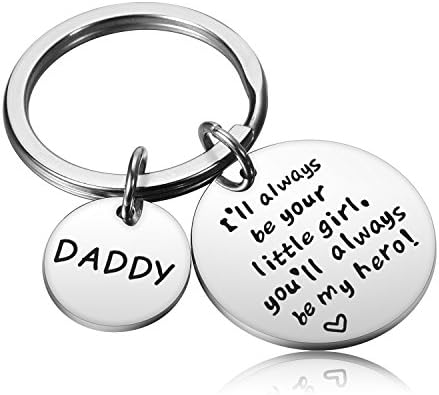 Father's Day Gift Dad Keychain Father of the Bride Gifts - I'll Always Be Your Little Girl. You Will Always Be My Hero Keychain for Daddy Papa from Daughter