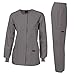Dagacci Medical Uniform Original Fit Crew Round Neck Warm-Up Jacket Set Pewter M