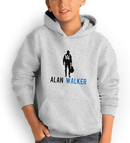 ATOPSHOP Alan Walker Logo Teen Hooded Sweater with Pocket for Boys and Girls Gray