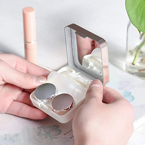 sansheng 2Sets of Mini Travel Contact Lens Box Sets, Support Lens Box, Contact Lens Fixed Lens Box(Rose Gold)