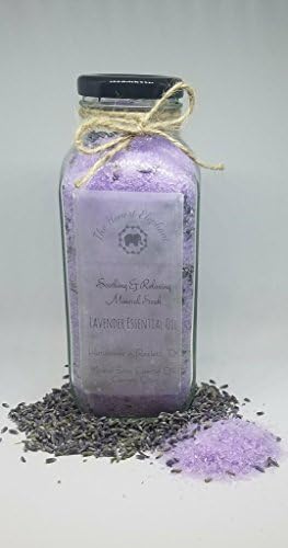 The Honest Elephant Deluxe Soothing &amp; Relaxing Lavender Essential Oil Bath Salt Mineral Soak with Organic Lavender Flowers in 16oz Vintage Glass Milk Bottle | Organic Lavender | FREE SHIPPING!