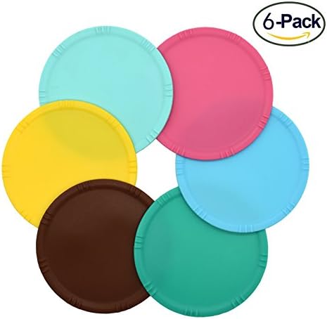 Drink Coasters Set of 6, Round Multiple Colors Silicone Coaster 4.2-inch Size Large Fits Any Size Cup Mug or Glasses, Protect Furniture from Water Marks Scratch and Damage, Made by GOVOR