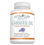 Organic Premium Flaxseed Oil Capsules - 240 Flax Seed Softgels - 1000mg Supplement for Healthy Heart, Hair, Nails & Weight Loss - Natural Omega 3 6 9 Pills - USA Made & 100% Satisfaction