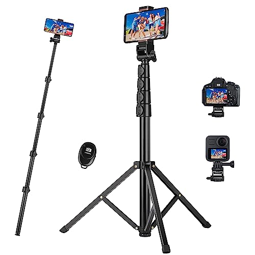 67“ Phone Tripod, Selfie Stick Tripod with Remote, Extendable Cell