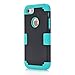 AOKER iPhone 7 Case, Hybrid Heavy Duty Shockproof Full-Body Protective Case with Dual Layer [Hard PC+ Soft Silicone] Impact Protection for iPhone 7 4.7 Inch (Black Aqua)
