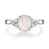 GEMSME October's Birthstone Gemstone Oval Opal Women Rings