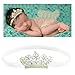 BLUETOP Baby Hair Bands Baby Girls Crown Headbands Elastic Toddler Princess Hair Bands Accessory Infant Girl Tiara Headband Gift Photo Shoot Prop for Birthday Party Baby Shower White/Gold