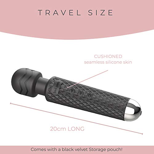 Wireless Full Body Wand Massager bed geek Handheld Waterproof Massager 20 Vibration Patterns 8 Speeds for Stress Relief in Black