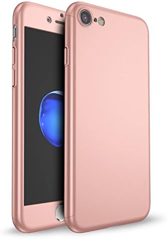 iPhone 7 Case, iLapland 360 Degree All-around Ultra thin Full Body Coverage Slim Fit Case with Tempered Glass Screen Protector for iPhone 7 (Rose Gold)