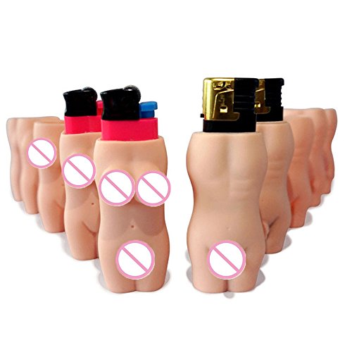 Fewear 2PCS Flame Lighter Creative Gift Funny Beauty Lighter Case Cover Holder, Silica Gel Electronic Cover Flameless Lighter Tobacco Lighters Set (Khaki)