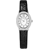 FANMIS Women's Small Vintage Analog Watch-Diamond Oval Bezel Easy to Read Arabic Numerals Quartz Watch Ladies Classic Dress Watches with Leather Band