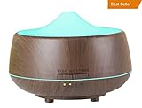 BRIGHTSHOW Aroma Diffuser, 400ml Ultrasonic Wood Grain Oil Cool Mist Humidifier Air Purifier with Colorful LED Lights and 4 Timer Settings for Household Bedroom Living Room Office Study Yoga Spa