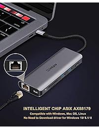 Intpw USB C Hub, 4K USB C to HDMI Adapter, Gigabit Ethernet, MicroSD SD Card Reader, 2 USB 3.0 Ports, Power Delivery for MacBook Pro, Nintendo Switch, XPS, Galaxy S9 S8, and More (Space Grey) 7 in 1