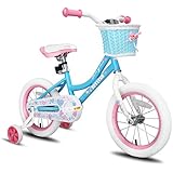 JOYSTAR 12 Inch Kids Bike for 2 3 4 Year Girls, Child Bicycle with Training Wheels & Basket, Toddler Girls Bike, Blue