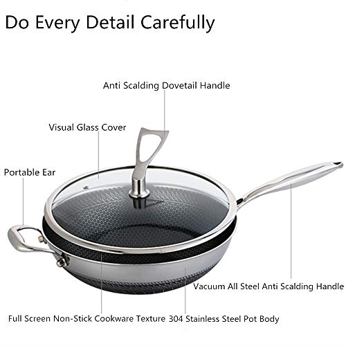 304 Stainless Steel Wok Pan,Full Stainless Steel Wok Pan,Non