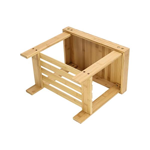 KKTONER Bamboo Step Stool with Storage Shower Bench with Shelf Foot Stool for Bathroom Living Room Bedroom Natural Color - Image 5