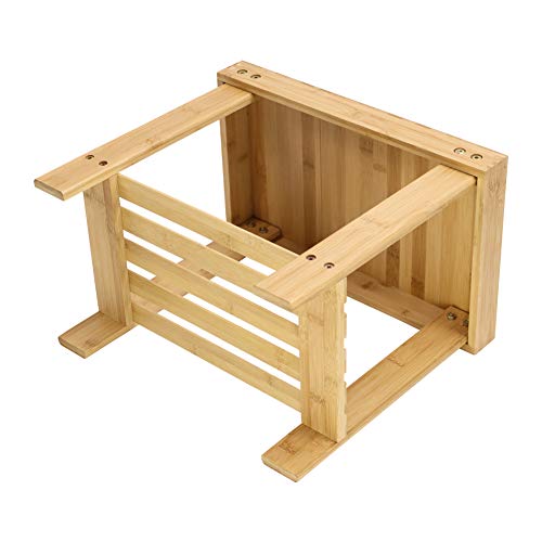 KKTONER Bamboo Step Stool with Storage Shower Bench with Shelf Foot Stool for Bathroom Living Room Bedroom Natural Color - Image 5