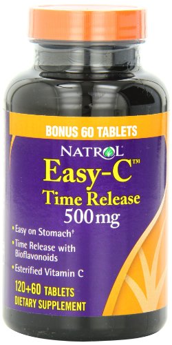 Natrol Easy-C 500mg Tablets, Time Release with Bioflavonoids, 180 Count Natrol Easy-C 500mg Tablets, Time Release with Bioflavonoids, 180 Count