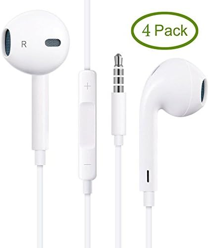Wired Earbuds, Unikaw In Ear Earphones/Headphones/Earbuds/Headsets with Remote Control and Mic for iPhone 6s 6 5s Se 5 5c 4s Plus Android Galaxy Edge S8 S7 S6 S5 S4 Note 1 2 3 4 7 (4PACK)