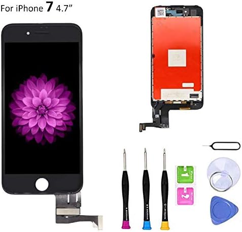 Screen Replacement Compatible with iPhone 7 Black 4.7 Inch LCD - Compatible with iPhone 7 4.7 inch 3D Touch Screen Display Repair Kit Assembly with Complete Repair Tools (Black)