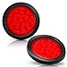 AMBOTHER 4'' Round 12-LED Truck Trailer Brake Stop Turn Marker Tail Light Flush Mount Back-Up Low Profile Light, Waterproof Tight Sealed Grommet Plug for RV Boat Truck Trailer Red DC 12V (Pack of 2)