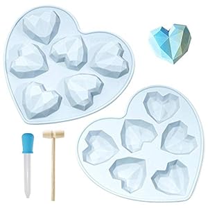 Diamond Heart Silicone Mold 3D 6-Cavity Love Heart Diamond Shaped Mold Bakeware Molds Chocolate Soap Cake Tray Mould DIY…