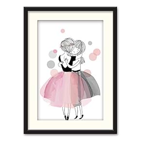 Black Framed Canvas Wall Art Elegant Ballerina Home Artwork Decoration for Living Room, Bedroom - 23x31 inches