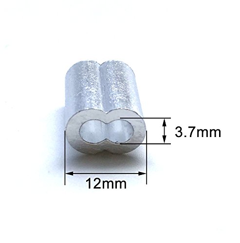 HEVERP 100PCS Aluminum Crimping Loop Sleeve for 3/32" and 1/8" Diameter Wire Rope and Cable