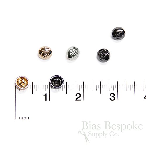 Set of 12 Tiny Metal Crown Buttons, Silver Color, Made in China