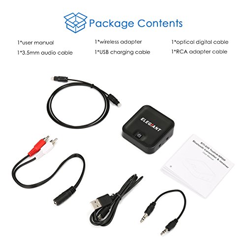 Bluetooth Transmitter Receiver,ELEGIANT apt-X Low Latency 2-in-1 Bluetooth Audio Transmitter Receiver V4.1 with 3.5mm Stereo Output for PC/TV/Car Stereo Audio System/Bluetooth Speakers Headphone - Thumbnail 6
