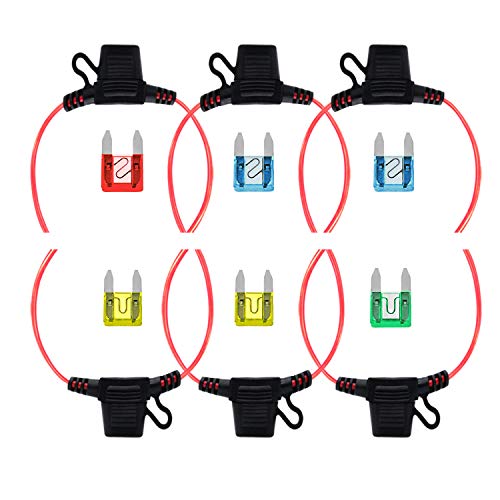 Inline Mini Fuse Holder&Fuse Kit, VANTRONIK Waterproof Mini Car Blade Fuse Holder 30 cm 16AWG Wire With mini Blade Fuse, 6 Pack with 10A, 15A, 20A, 25A, 30A car blade fuse - Thumbnail 5