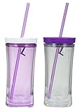 Contigo 16oz Shake n' Go Tumblers Lilac & Clear, 2 Pack Includes Extra Straws