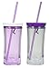 Contigo 16oz Shake n' Go Tumblers Lilac & Clear, 2 Pack Includes Extra Straws