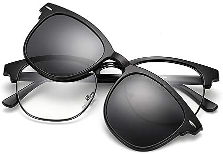 Dig dog bone Retro Style Sunglasses with Interchangeable Lenses for Men Women Colored Lens Unbreakable TR90 Frame Clip-on UV Protection Magic Sunglasses with Magnetic