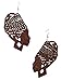 Women's Wooden African Woman Turbanista Figure Dangle Pierced Earrings, Brown