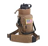 YISIBO 40 oz Pouch / Sleeve with Carrying Handle for Hydro Flask Bottles w/ 2 Pockets Adjustable Shoulder Strap Embroidered Velcro Badge