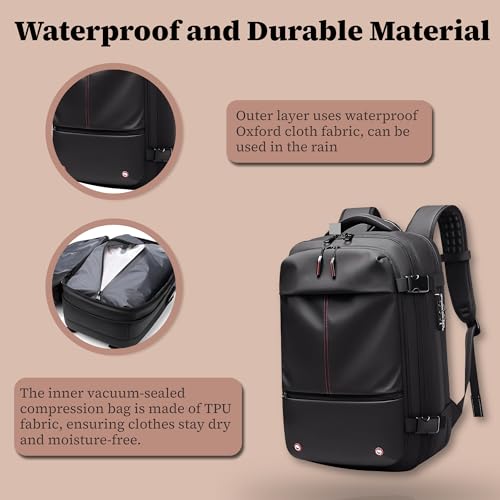 Mochila de viaje con vacio, 19 inch Space Bag Mochila, Vacuum Backpack Travel, con Bomba de Vacío, Mochila con Bolsa de Aire Antirrobo para Viajes