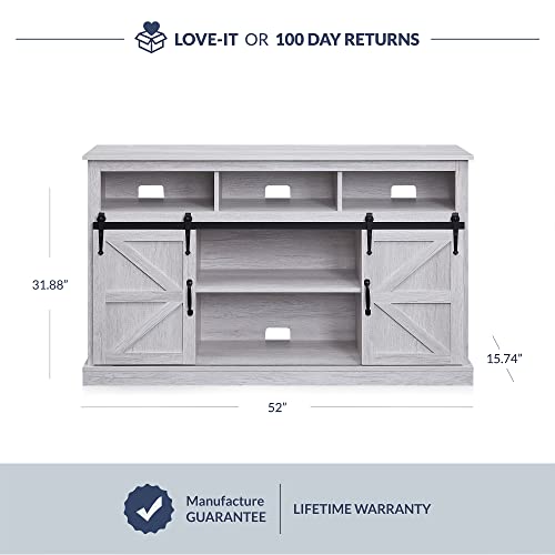 BELLEZE Modern 52 Inch Farmhouse Highboy TV Stand & Media Entertainment