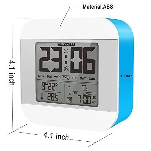 Talking Alarm Clock with Female Voice Broadcast, Smart Talking Clock with Hourly Chime Function, Low Vision Clock for The Blind Visually Impaired Seniors Elderly People (Blue Color)