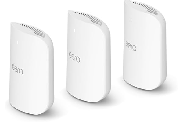 Amazon eero Pro 7 with 1 month free eero Business (auto-renews annually) - Supports internet plans up to 5 Gbps, Coverage up to 6,000 sq. ft., Connect 600+ devices, 3-pack