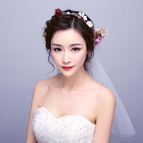 ZGP &Headdress Crown wreath Fairy hair band Handmade flowers veil Bride headdress Beach vacation photography Hair with headdress