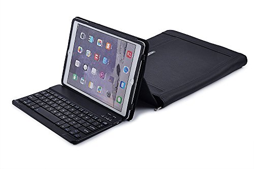 iPad Keyboard Portfolio, Executive Leather Padfolio Case with Bluetooth Keyboard for 9.7 inch iPad Pro,Black
