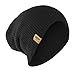 Black Reversible Winter Knit Slouchy Beanie Hat – Hipster Unisex Knitted Cap