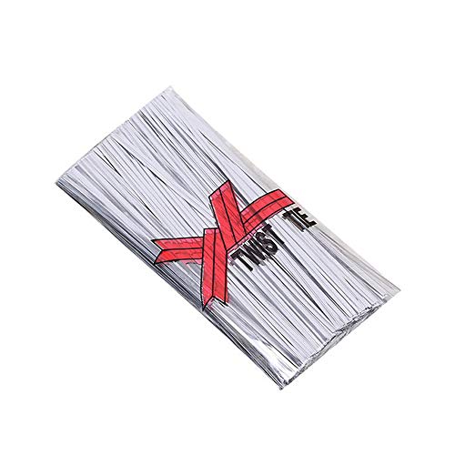 YOFASEN Silver Twist Ties - 800PCS Metallic Bread Candy Cookie Gift Bag Sealing Ties Packaging Ligation Dessert Floral Wire, 15cmx4mm