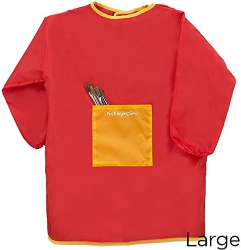 Creative Mark First Impressions Kids Art Smock - Waterproof Art Smock, Kids Art Aprons Children's Art Smock Painting Apron Long Sleeve with Front Pocket [Large - Ages 9-12]